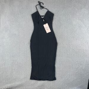 Oh Polly Women's US 2 Black Modal Elastane String Strap Sleeveless Dress